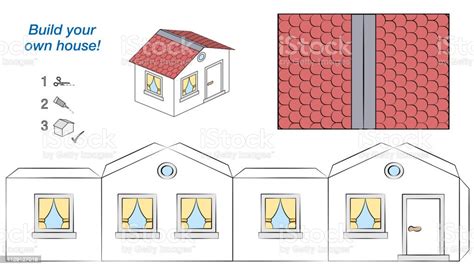 House Paper Model Easy Template Comic Cottage With White Walls And Red