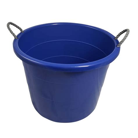 Your Zone 17 Gallon Plastic Tub With Grey Rope Handles Stadium Blue