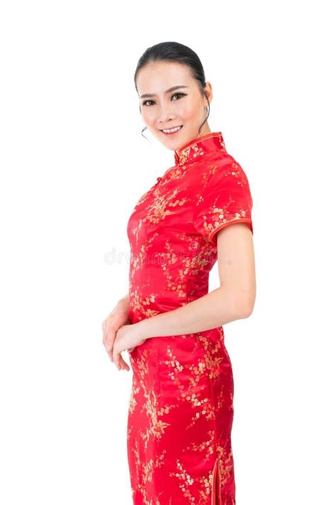 Beautiful Asian Chinese Female Model In Traditional Chinese Dress Stock