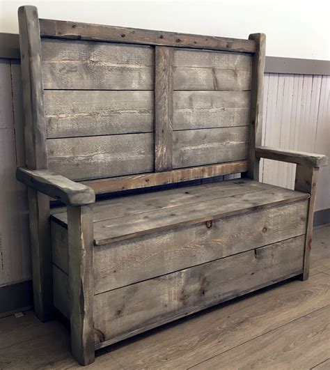 Buy Custom Rustic Reclaimed Wood Bench With Storage Farmhouse Farm