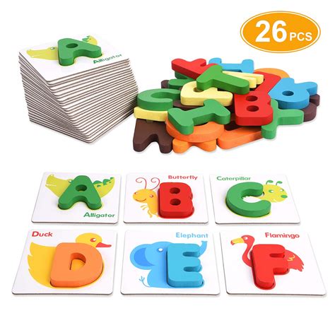 Alphabet Flash Cards Xrexs Toddler Abc Letters Learning Cards Wooden