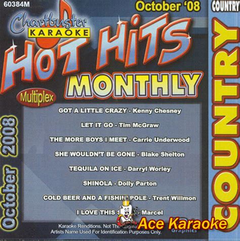 chartbuster karaoke cdg cb60384 hot hits monthly october 2008 country