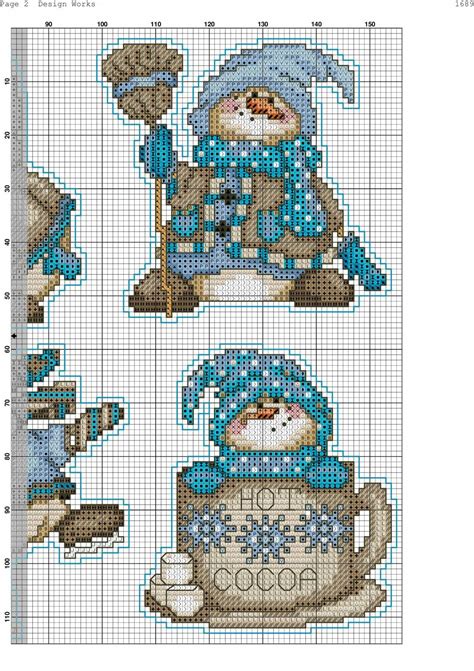 Bear, free and easy printable cross stitch pattern. Cocoa Snowmen (Joan Elliott) Design Works 1689 3 of 5 ...