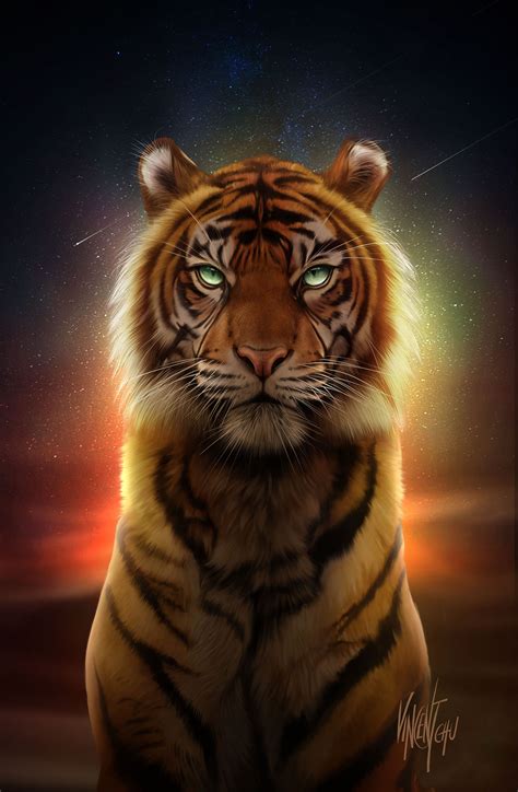 Artstation Procreate Painting Tiger In The Night