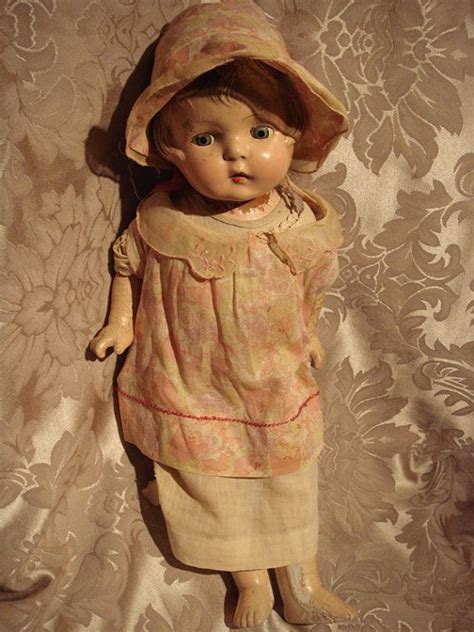 Sweet Antique Doll Tin Sleep Eyes Old Dress от Finevintagegoods