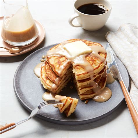 Sour Cream Pancakes With Sour Cream Maple Syrup Recipe Epicurious