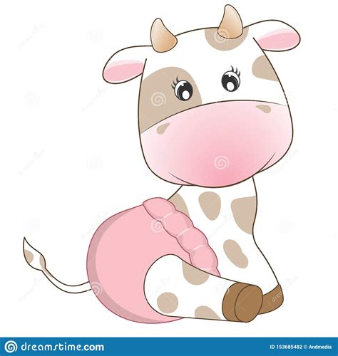 Download Adorable Baby Cow In A Diaper Cute Smiling. Stock Vector ...