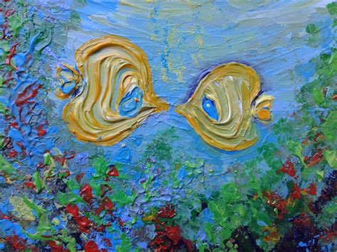 Abstract Sea Life Painting 6x6 Acrylic Paintingabstract Fish Etsy