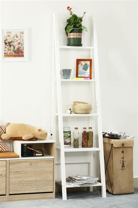 The modular storage 21.38 w shelving from closetmaid offers both style and versatility. Orolay Modern Ladder Wall Shelf Display Stand Shelving Bookcase 5 Tiers (White Varnished) | THE ...