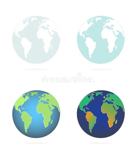 Icon Set Globe Showing The Continents Earth Stock Illustration