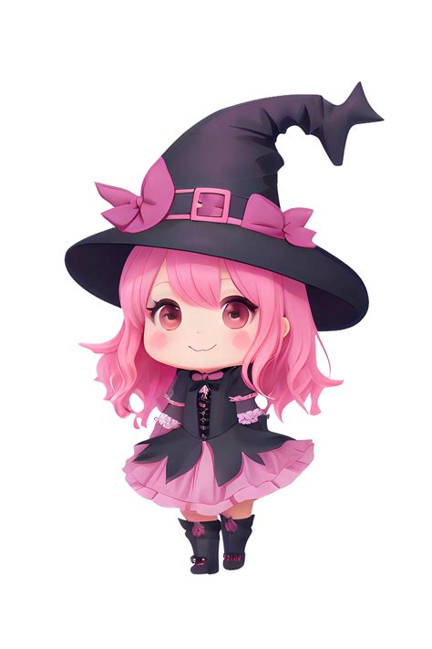 Cute Kawaii Chibi Witch Anime Cartoon Style Halloween Funny Characters