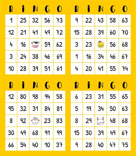 Printable Bingo Cards With Numbers