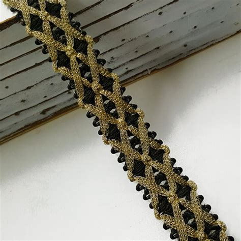 25mm Metallic Gold Thread Braid Trim By 1 Yard Blackgold Etsy