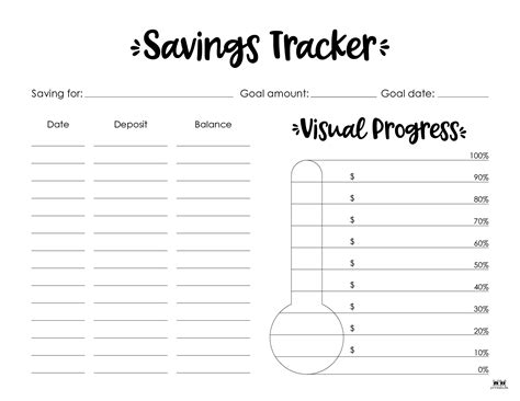 Printable Savings Tracker Sheets