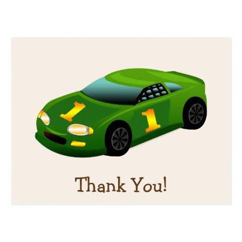 Green And Yellow Race Car Thank You Postcard Cute Thank You Cards Your