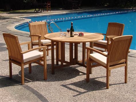 Have a few foldable or stackable chairs somewhere accessible to bring out as soon as you. WholesaleTeak 5 Piece Grade-A Teak Dining Set with 48 ...