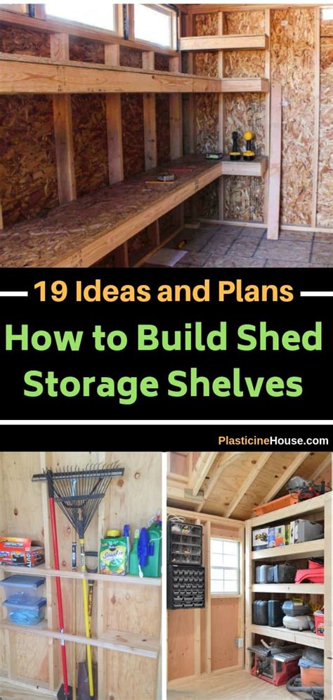 Diy shed shelves the creator used an already existing shed he had and built a wooden shelf and installed it in the. 19 Ideas and Plans on How to Build Shed Storage Shelves