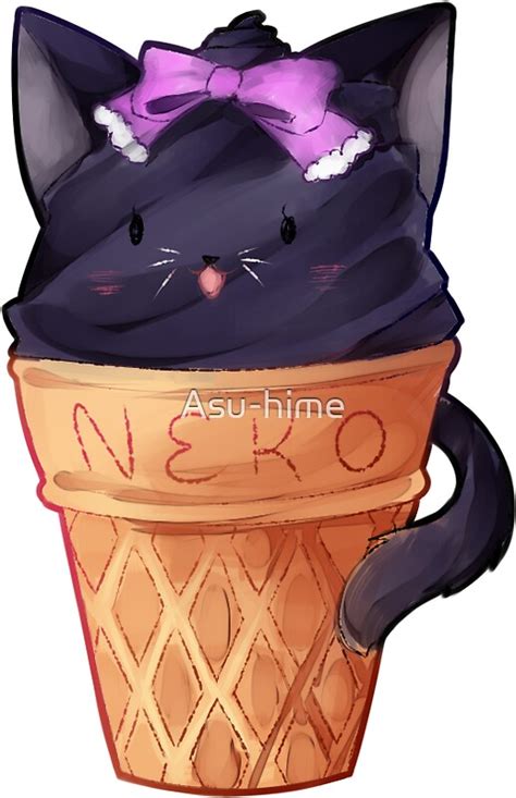 Neko Ice Cream Stickers By Asu Hime Redbubble