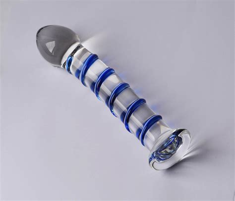 Ribbed Clear Glass Wand Dildo Blue Spiral Glass Wand Adult Sex Etsy