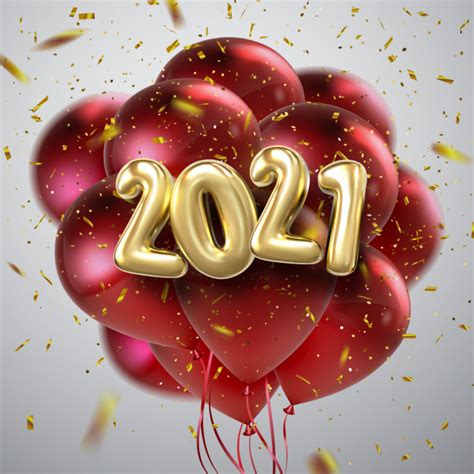 Premium Vector Happy New Year 2021 Realistic Gold And White Balloons