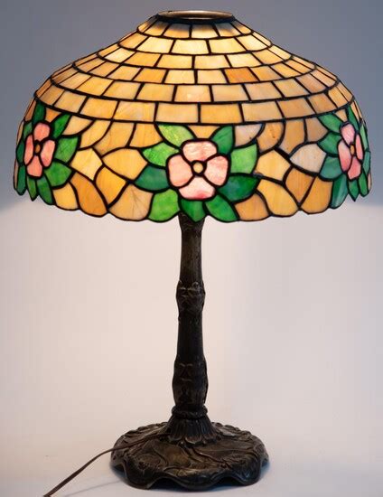Lot Art An Arts And Craft Leaded Glass Lamp