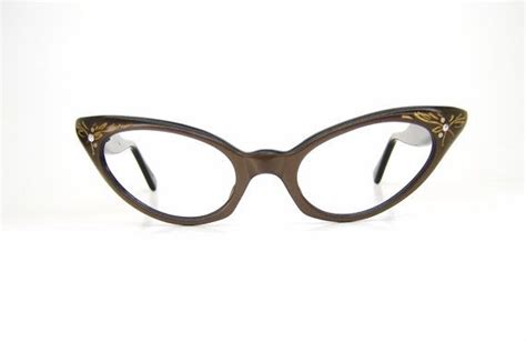 Brown Rhinestone Cat Eye Eyeglasses Glasses By Vintage50seyewear Brown Cat Cat Eye Frames