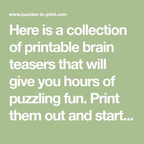 Free Printable Brain Teasers Printable Brain Teasers Brain Teasers