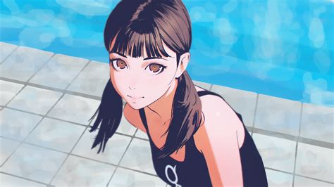 Wallpaper Anime Girls Swimwear Black Swimsuit Big