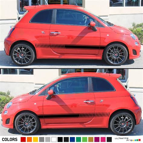 2x Racing Side Stripes Decal Sticker Graphic Compatible With Fiat 500