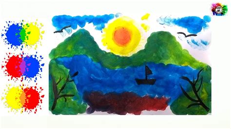 Cómo Dibujar Paisajes Para Niños Combinando Colores Primarios Y