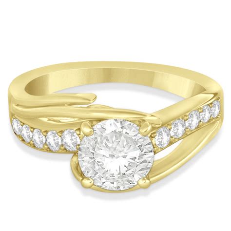 Diamond Bypass Engagement Ring Twisted Setting 14k Yellow Gold 020ct