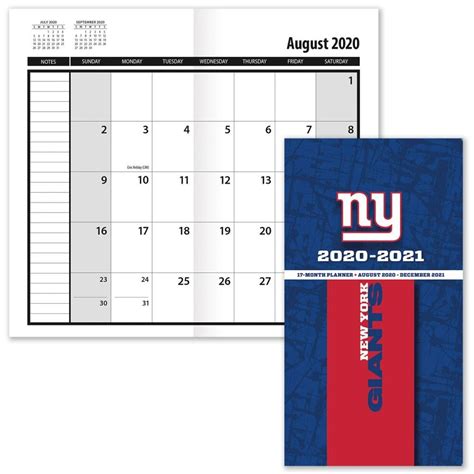 New York Giants Calendars Planners Giantsground Com