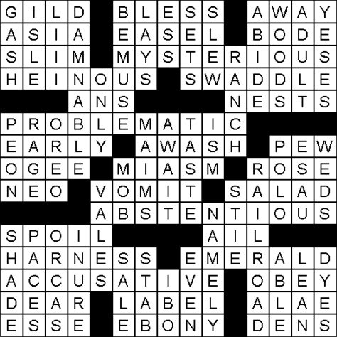 Solution For Crossword Puzzle Of June 29 2015