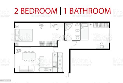 Two Bedroom Apartment Floor Plan Stock Illustration Download Image