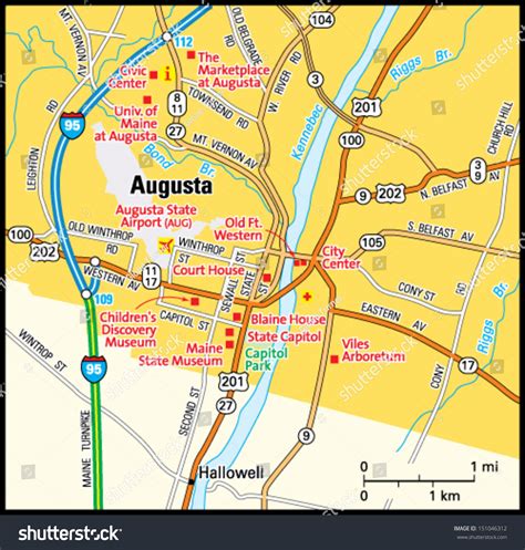 Augusta Maine Area Map Stock Vector Royalty Free 151046312 Shutterstock