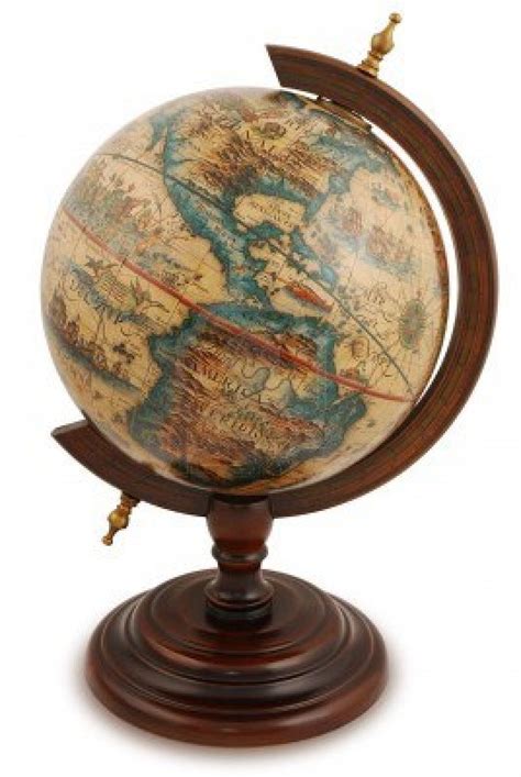 Antique Globe From A Red Wood Isolated On White Globe Art Vintage