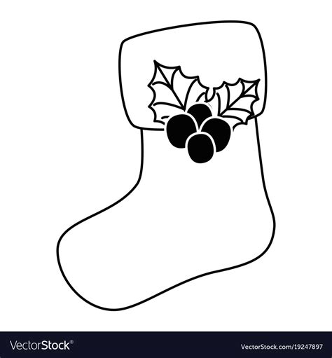 Christmas Sock Decorative Icon Royalty Free Vector Image