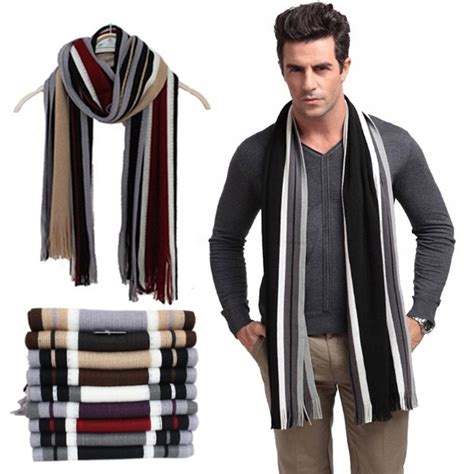 Buy Winter Designer Scarf Men Striped Cotton Scarf