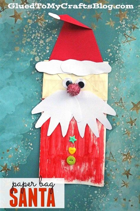 Paper Bag Santa Puppet Whandprint Beard Kid Craft Preschool