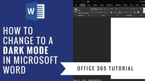 How To Change To Dark Mode In Microsoft Word 2016 Office 365 Tutorial