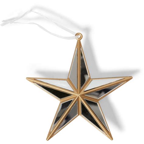 Christmas Country Mirror Star Ornament Gold Big W