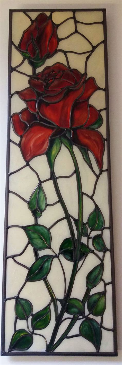 Red Rose A Bespoke Art Nouveau Tiffany Style And Inspired Etsy
