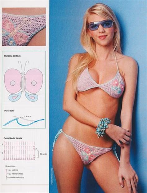 Bikini Crochet Con Mariposa Bordada Ba Adores Ganchillo