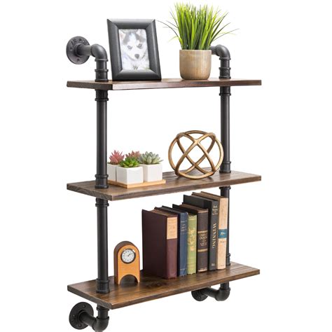 Excello Global Products Tier Rustic Wooden Wall Floating Shelf