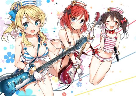 Wallpaper X Px Ayase Bikini Bow Breasts Cleavage Cozyquilt Eri Gloves Guitar
