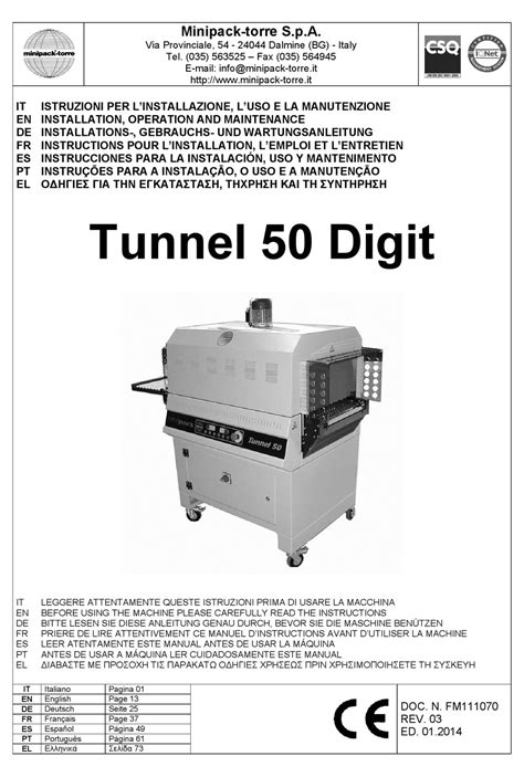 Minipack Torre Tunnel 50 Digit Installation Operation And Maintenance Manual Pdf Download