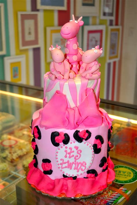 Pink Animal Print Twins Baby Shower Cake Twin Baby Shower Cake Baby