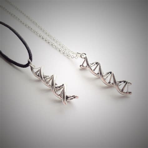 Dna Strand Necklace Silver Dna Charm Pendant Science Etsy Uk