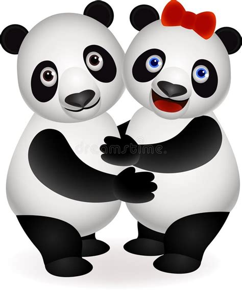 Cute Panda Couple Stock Vector Illustration Of Black 19249911