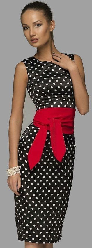 Fashion For Women Elegant Polka Dot Dress With Belt Dot Dress